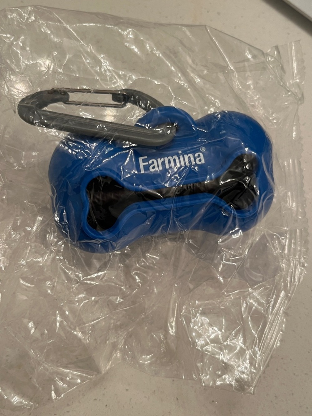 Farmina Blue Dog Waste Bag Dispenser with Carabiner NEW include one waste bag